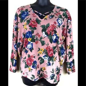 SWEET CLAIRE Floral Print Pullover Top Size Large